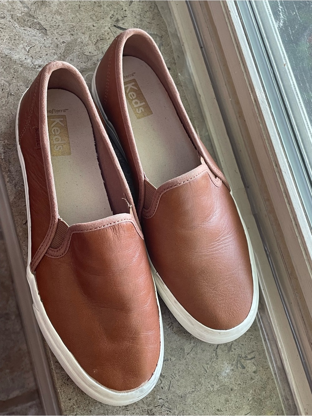Keds Slip-On Leather Loafers Tan Cognac